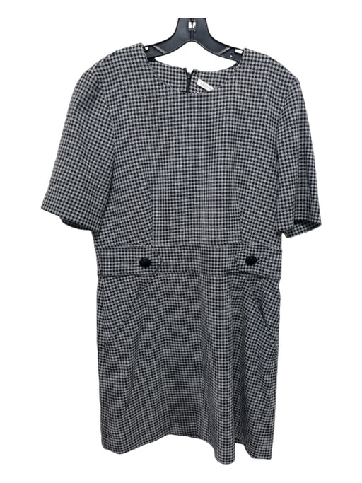 Veronica Beard Size 12 Black & White Cotton Geometric Short Sleeve Darted Dress Black & White / 12