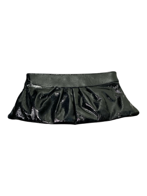 Lauren Merkin Black Patent Leather Crinkle Clutch Hinged Bag Black / Small