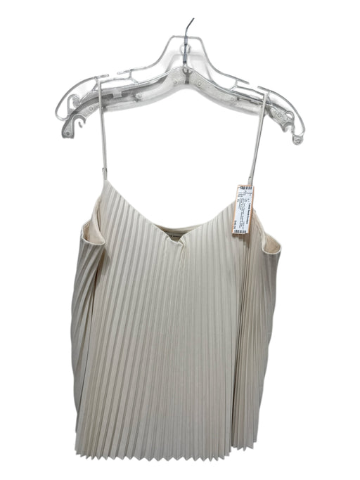Club Monaco Size XL Ivory Polyester Spaghetti Strap Accordion Pleats Top Ivory / XL