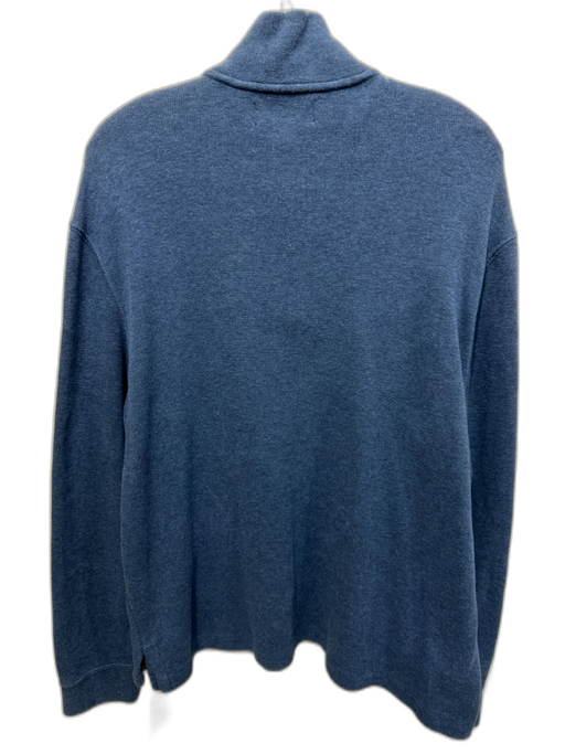Polo Size L Blue Cotton Solid Quarter Zip Men's Sweater Blue / L