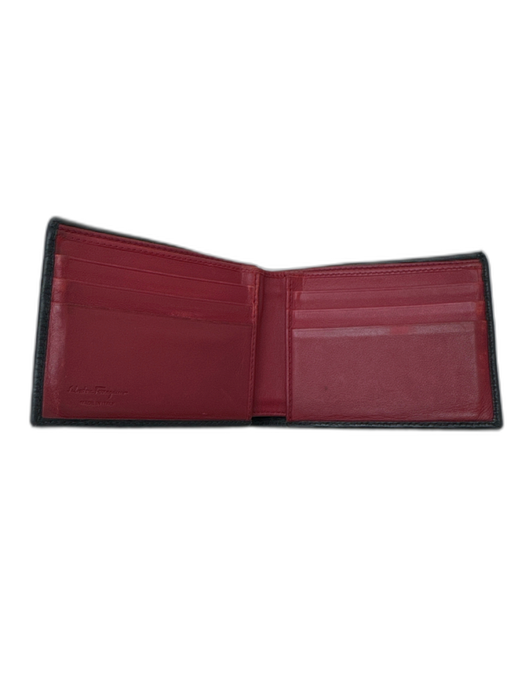 Ferragamo AS IS Black Leather Textured Bifold Men's Wallet Black