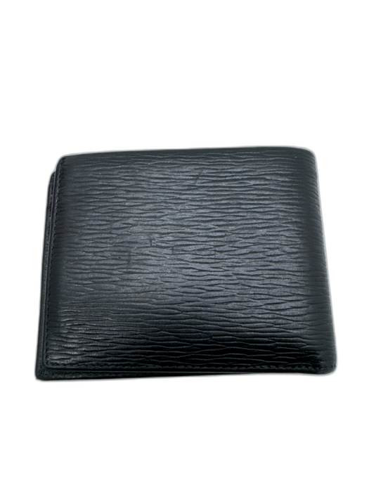 Ferragamo AS IS Black Leather Textured Bifold Men's Wallet Black
