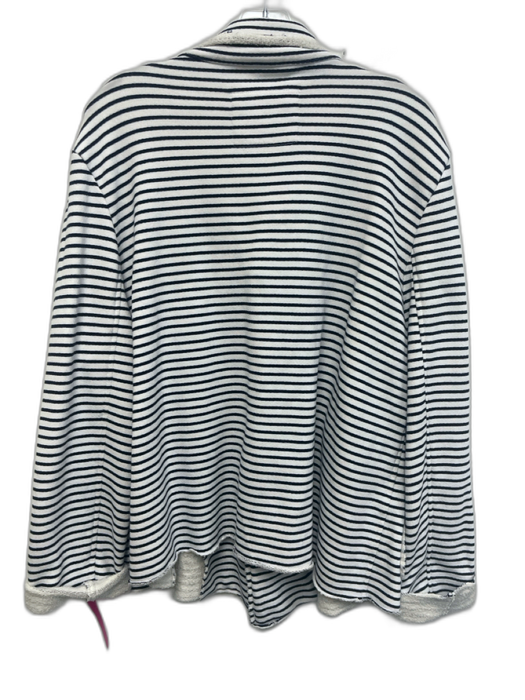 Frank & Eileen Size XL White & Navy Blue Cotton Striped Double Breasted Jacket White & Navy Blue / XL