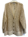 J. Crew Size M Cream Beige Cotton Blend Open Knit Button Front V Neck Sweater Cream Beige / M