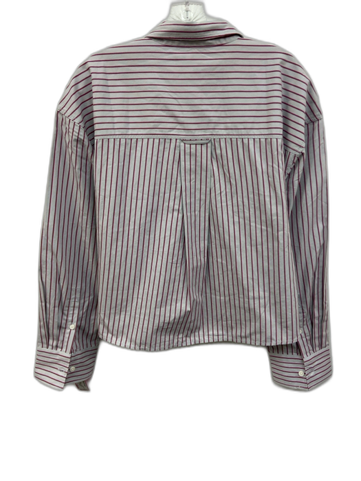 J. Crew Size L Blue & Purple Cotton Striped Long Sleeve Button Up Cropped Top Blue & Purple / L