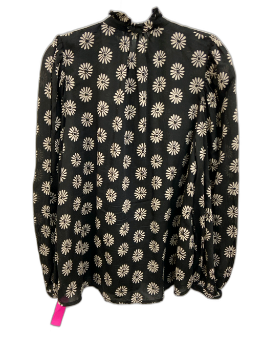 Alix of Bohemia Size L Black & Cream White Tencel Floral Long Blazer Top Black & Cream White / L