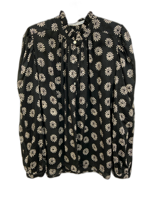 Alix of Bohemia Size L Black & Cream White Tencel Floral Long Blazer Top Black & Cream White / L