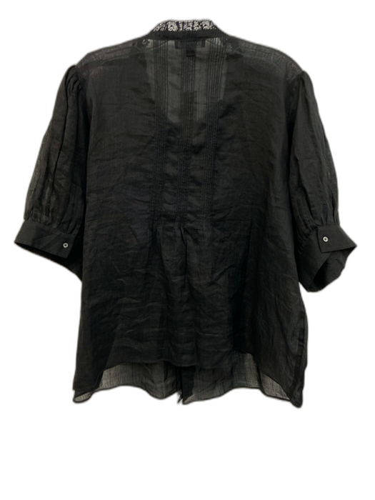 J. Crew Size XL Black Missing Fabric Tag 1/2 Puff Sleeve Pintuck Pleats Top Black / XL
