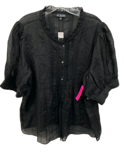 J. Crew Size XL Black Missing Fabric Tag 1/2 Puff Sleeve Pintuck Pleats Top Black / XL