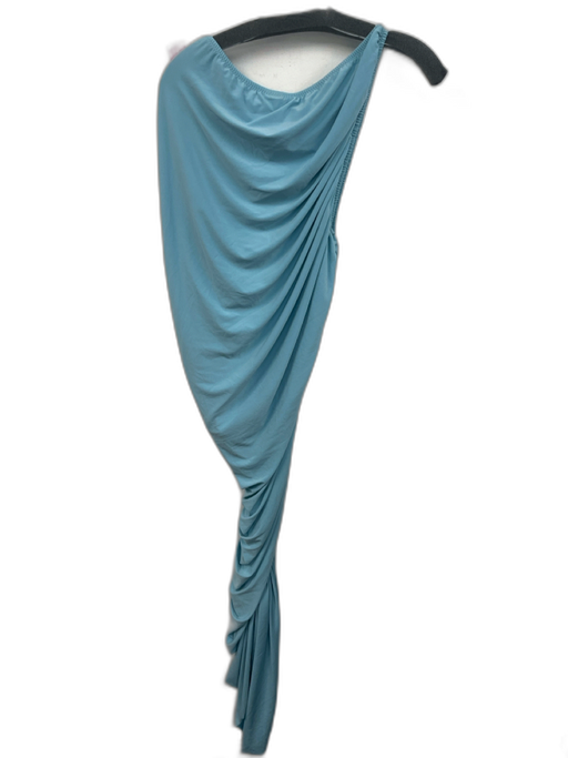 Norma Kamali Size XL/42 Aqua Blue Polyester Blend One Shoulder Draped Maxi Dress Aqua Blue / XL/42