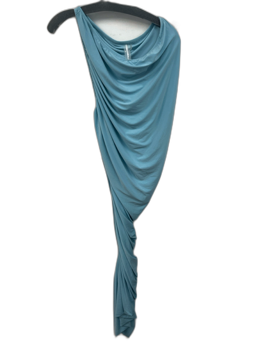 Norma Kamali Size XL/42 Aqua Blue Polyester Blend One Shoulder Draped Maxi Dress Aqua Blue / XL/42