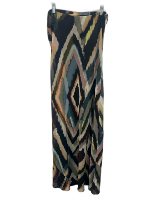 By Anthropologie Size L Black, Brown & Multi Polyester Strapless A Line Dress Black, Brown & Multi / L