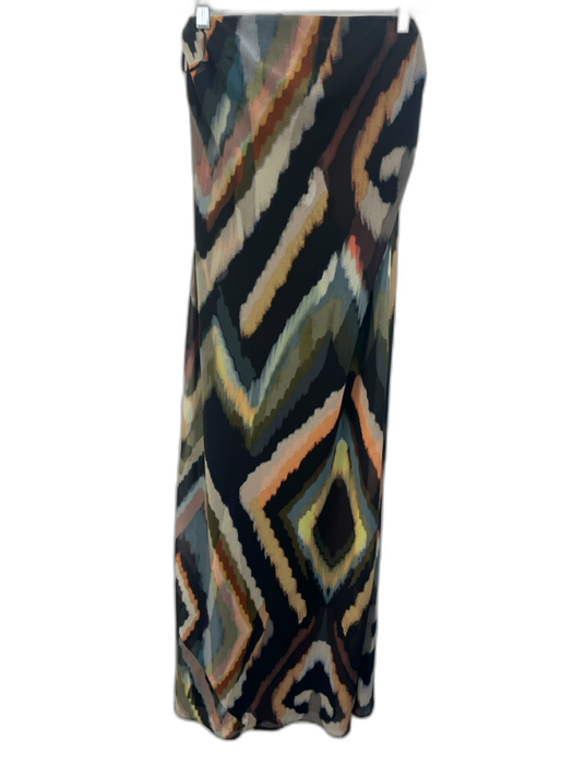 By Anthropologie Size L Black, Brown & Multi Polyester Strapless A Line Dress Black, Brown & Multi / L