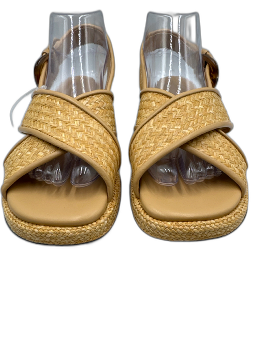 Vince Shoe Size 8 Beige textile upper Woven Criss Cross Ankle Buckle Sandals Beige / 8