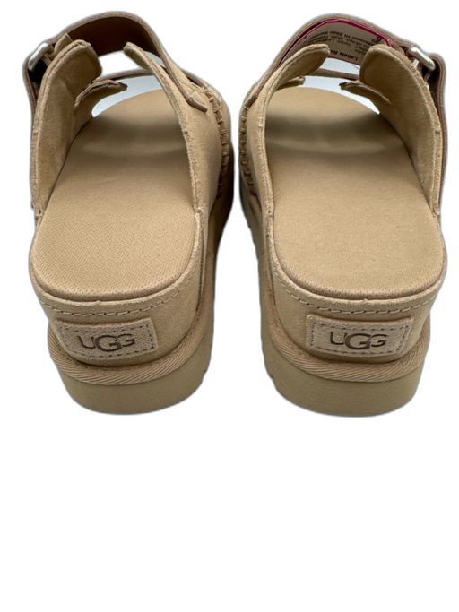 Ugg Shoe Size 8 Beige Leather Upper Suede Velcro Straps Mule Platform Sandals Beige / 8