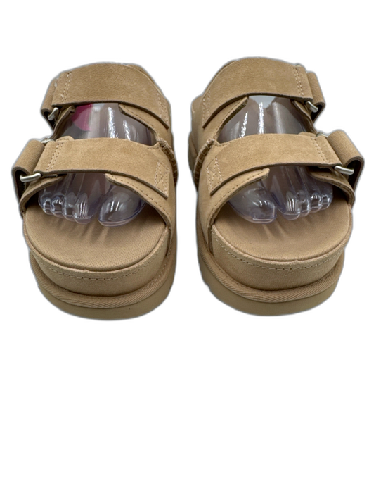 Ugg Shoe Size 8 Beige Leather Upper Suede Velcro Straps Mule Platform Sandals Beige / 8