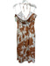 Crosby Size XL Cream White & Brown Viscose Blend Abstract Print Tie Neck Dress Cream White & Brown / XL