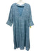 Livro Size L Blue & White Cotton Abstract Floral V Neck 1/2 sleeve Dress Blue & White / L