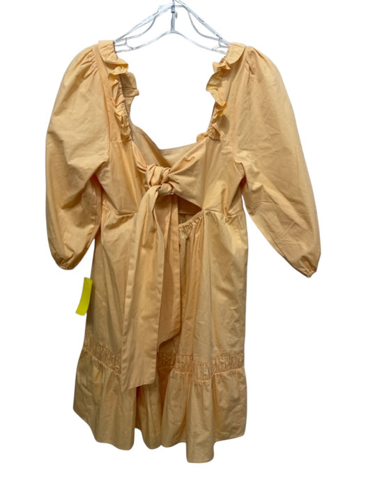 Minkpink Size Large Light Orange Cotton 1/2 Puff Sleeve Ruffle Accent Dress Light Orange / Large