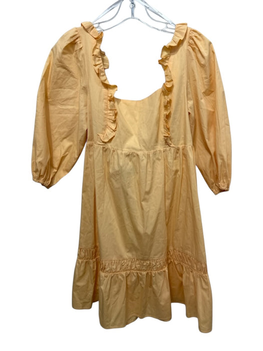 Minkpink Size Large Light Orange Cotton 1/2 Puff Sleeve Ruffle Accent Dress Light Orange / Large