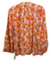 Olivia James the Label Size M Orange, Beige & Purple Cotton Floral Button Up Top Orange, Beige & Purple / M