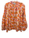 Olivia James the Label Size M Orange, Beige & Purple Cotton Floral Button Up Top Orange, Beige & Purple / M