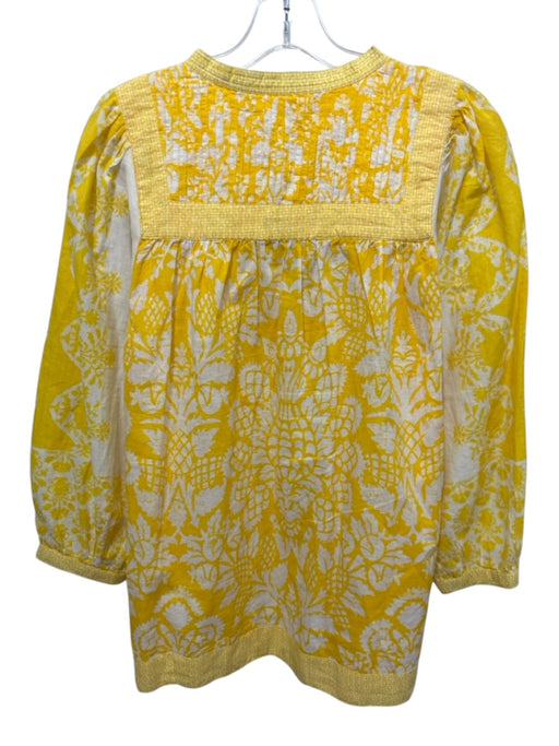 Lola Australia Size S White & yellow Cotton Pintuck Pleats Ribbon Trim Top White & yellow / S