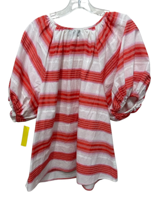 Never a Wallflower Size L White, red & pink Cotton Blend Striped V Neck Top White, red & pink / L