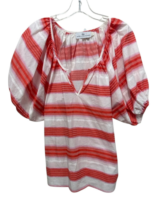 Never a Wallflower Size L White, red & pink Cotton Blend Striped V Neck Top White, red & pink / L