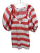 Never a Wallflower Size L White, red & pink Cotton Blend Striped V Neck Top White, red & pink / L