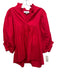 Never a Wallflower Size L Red Cotton V Neck 1/2 Balloon Sleeve Ruffle Neck Top Red / L