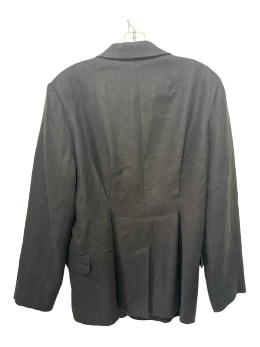 Anine Bing Size L Black Linen 2 Buttons Darted Shoulder Pads Jacket Black / L