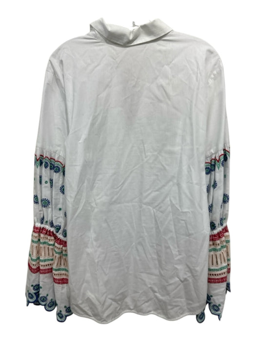 Silvia Tcherassi Size Est L White & Multi Cotton Blend Embroidered Top White & Multi / Est L