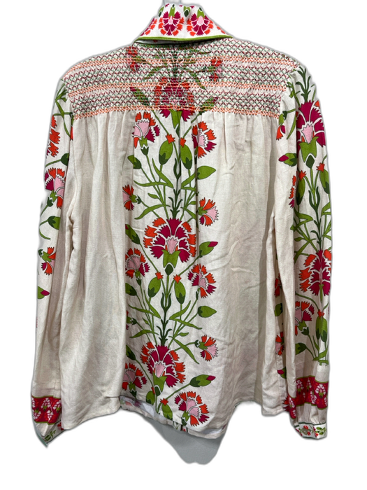 Elizabeth James the Label Size L Pink, Orange, Green Viscose & Linen Blouse Top Pink, Orange, Green / L