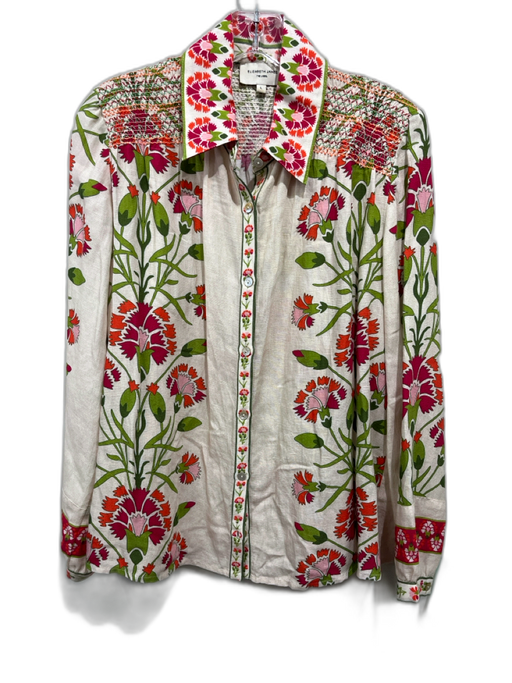 Elizabeth James the Label Size L Pink, Orange, Green Viscose & Linen Blouse Top Pink, Orange, Green / L