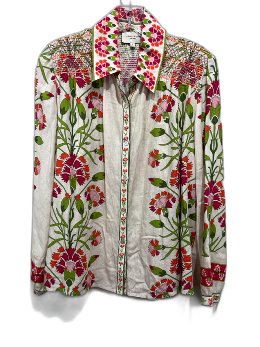 Elizabeth James the Label Size L Pink, Orange, Green Viscose & Linen Blouse Top Pink, Orange, Green / L