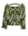 Beyond by Vera Size L Green & White Cotton Long puff sleeve Botanical Print Top Green & White / L