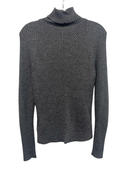 Favorite Daughter Size L Gray Wool Blend Ribbed Front Seam Turtleneck Sweater Gray / L