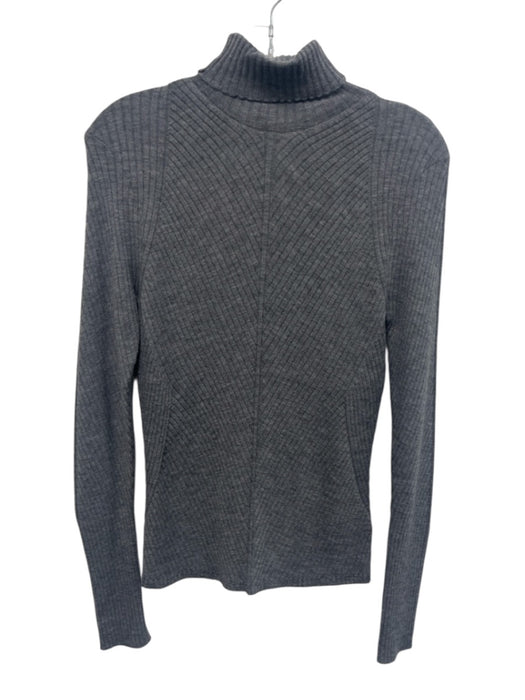 Favorite Daughter Size L Gray Wool Blend Ribbed Front Seam Turtleneck Sweater Gray / L