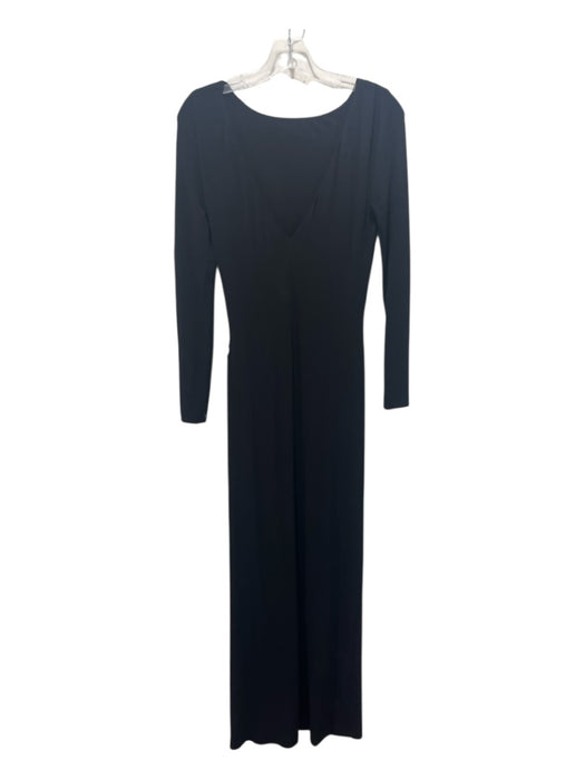 Etro Size 46 Black Viscose Long Sleeve Bead Detail Low Back Evening Gown Black / 46