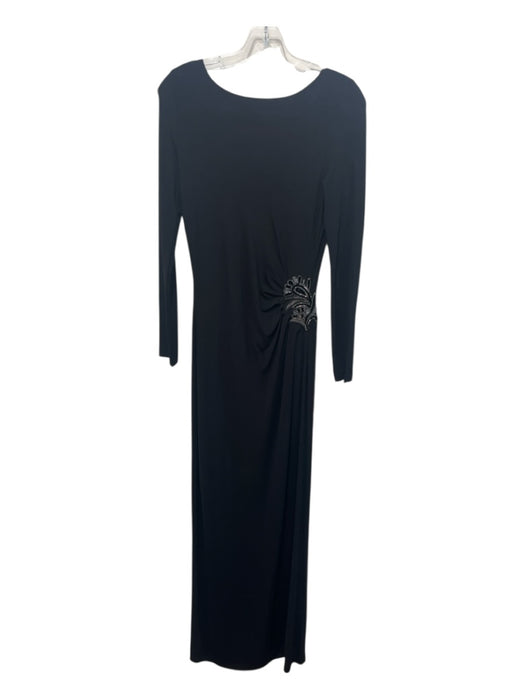 Etro Size 46 Black Viscose Long Sleeve Bead Detail Low Back Evening Gown Black / 46