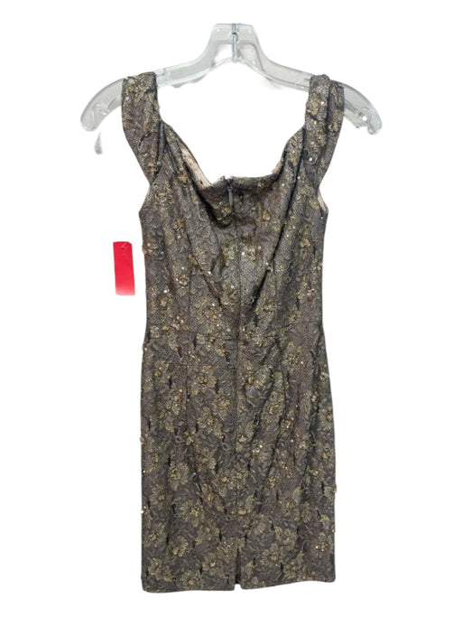 Mandalay Size 2 Gray & Gold Polyester Cap Sleeve Fully Beaded Lace Mini Dress Gray & Gold / 2