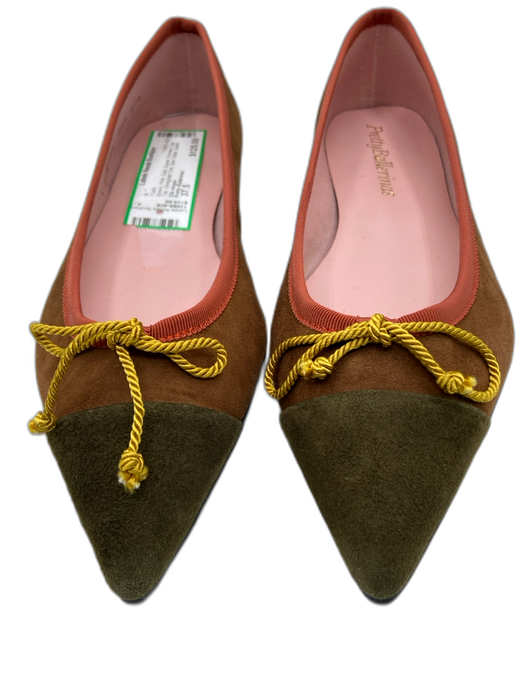 pretty ballerinas Shoe Size 37.5 Brown, Pink, Gold Suede Pointed Cap Toe Flats Brown, Pink, Gold / 37.5