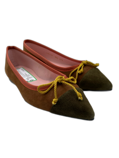 pretty ballerinas Shoe Size 37.5 Brown, Pink, Gold Suede Pointed Cap Toe Flats Brown, Pink, Gold / 37.5