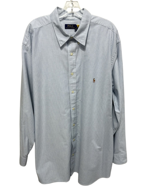 Polo Ralph Lauren Size 2XB Blue & White Cotton Striped Men's Long Sleeve Shirt Blue & White / 2XB