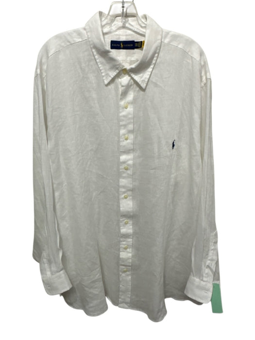 Polo Ralph Lauren Size 2XB White Linen Button Down Men's Long Sleeve Shirt White / 2XB