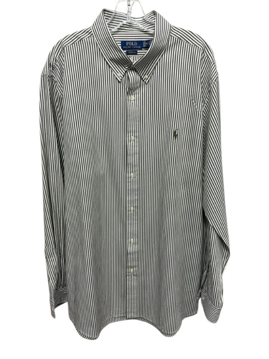 Polo Ralph Lauren Size XXL Gray & White Cotton Striped Men's Long Sleeve Shirt Gray & White / XXL