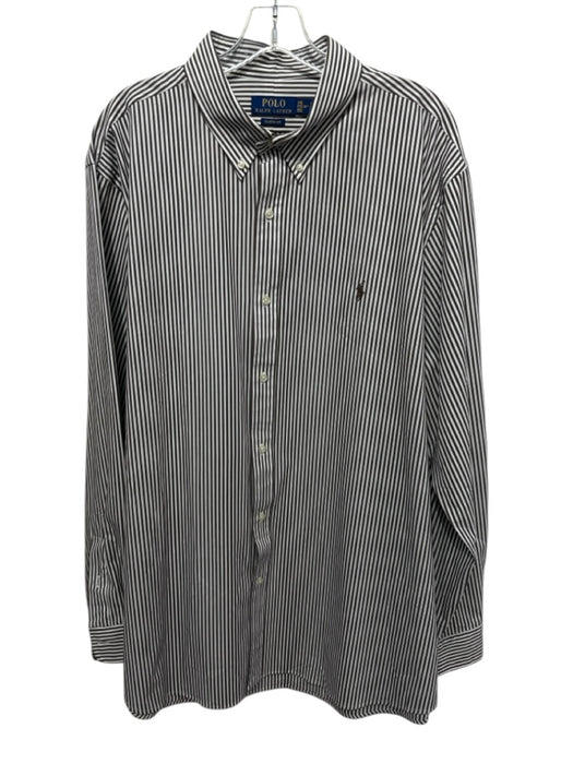 Polo Ralph Lauren Size XXL Brown & White Cotton Striped Men's Long Sleeve Shirt Brown & White / XXL