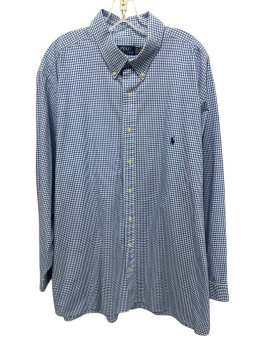 Polo Ralph Lauren Size 2XB Blue & White Cotton Gingham Men's Long Sleeve Shirt Blue & White / 2XB