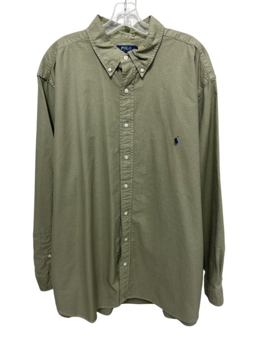 Polo Ralph Lauren Size 2XB Green Cotton Button Down Men's Long Sleeve Shirt Green / 2XB